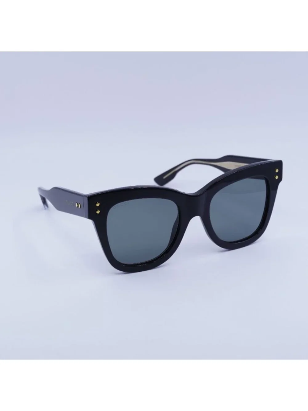 Gucci GG1082S 001 Sunglasses Black Cat Eye Frame, Grey Lenses